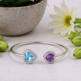 Dual Heart Sterling Silver Bracelet
