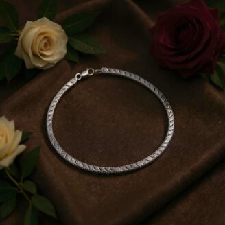Sleek Flat Silver Anklet