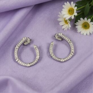 Elegant Silver Teardrop Hoop Earrings