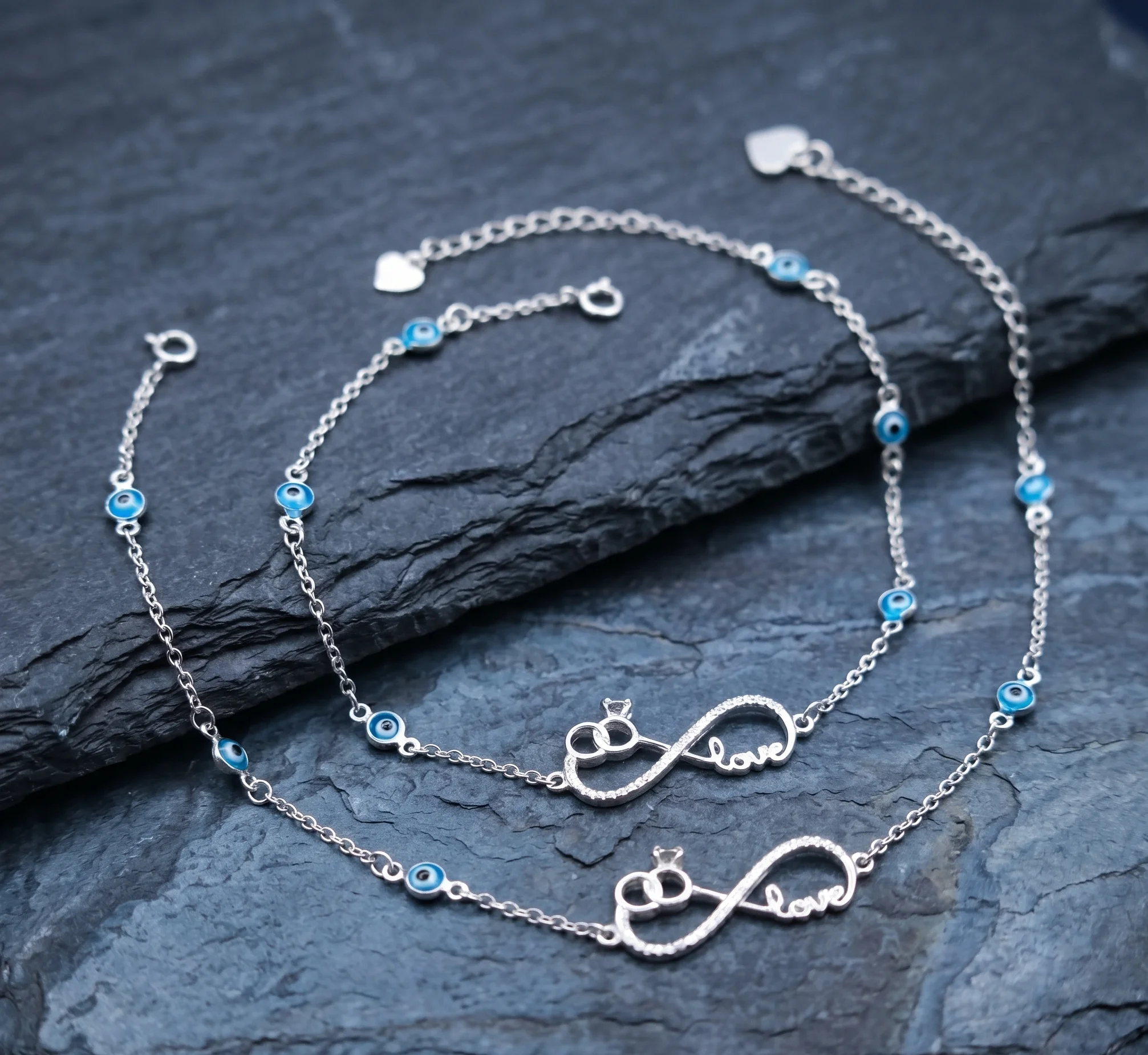 Evil Eye Infinity Love 925 Silver Anklet by Arika Jewellers (1) Evil Eye Infinity Love 925 Silver Anklet by Arika Jewellers