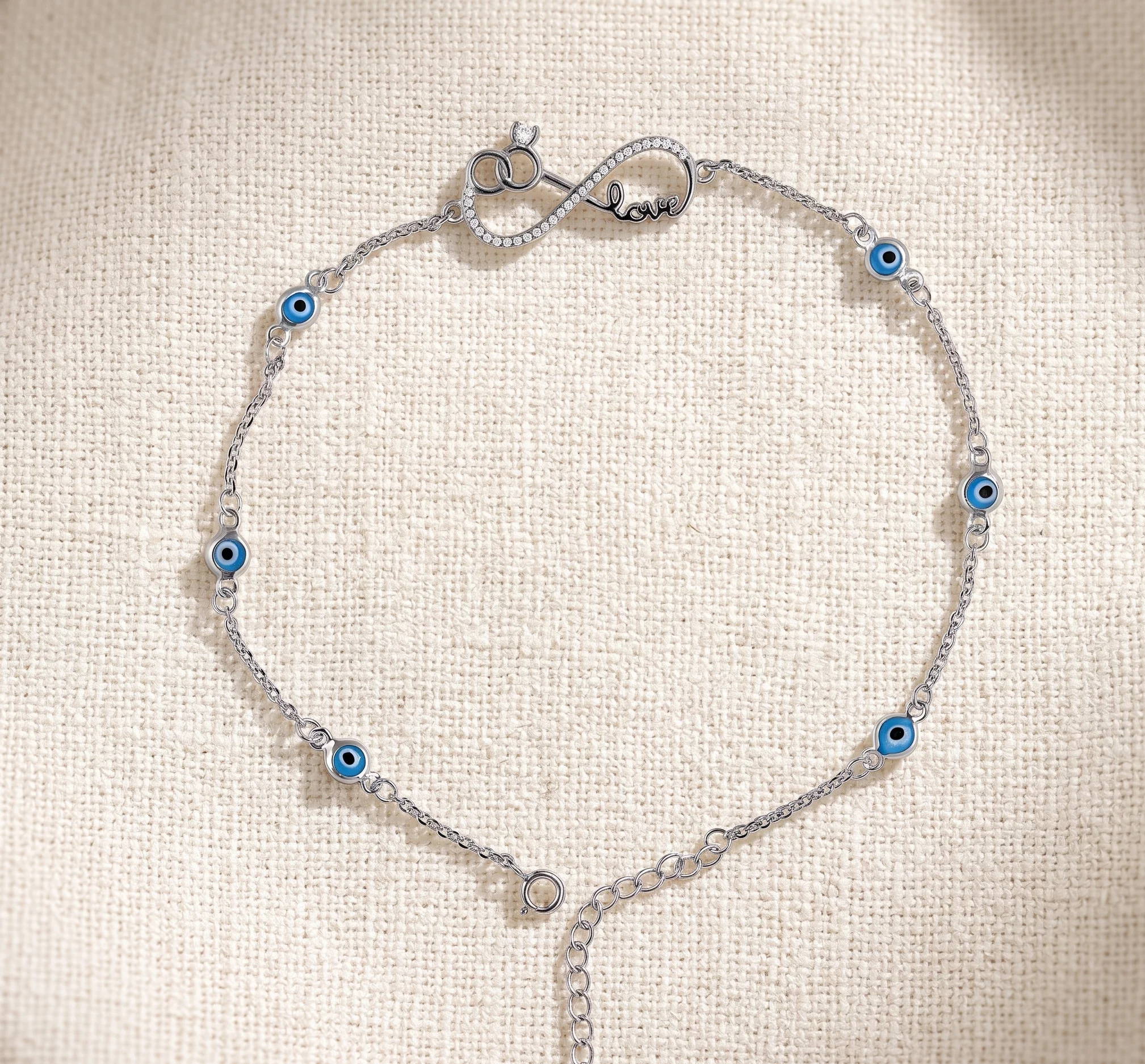 Evil Eye Infinity Love 925 Silver Anklet by Arika Jewellers (3) Evil Eye Infinity Love 925 Silver Anklet by Arika Jewellers