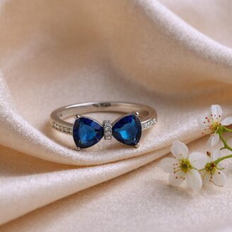 Blue Bow Sterling Silver Ring