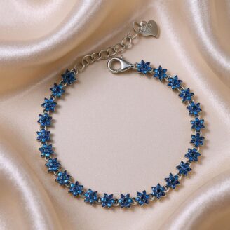 Blue Floral Silver Bracelet