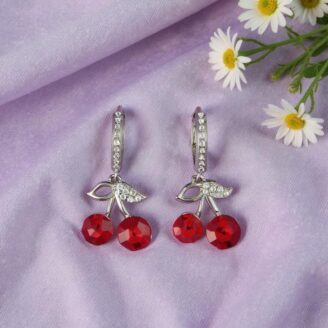 Cherry Charm Silver Earrings