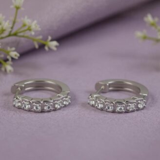 Classic Round Huggie Hoop Silver Earrings