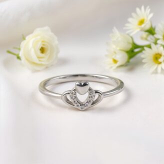 Crown Heart Sterling Silver Ring