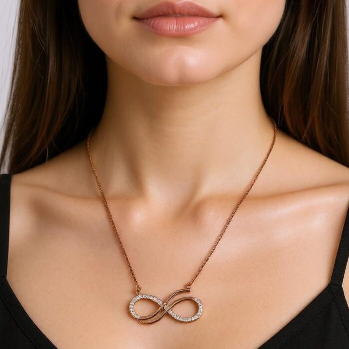 Arika Jewellers Elegant Infinity Twist Necklace in Rose Gold (1)