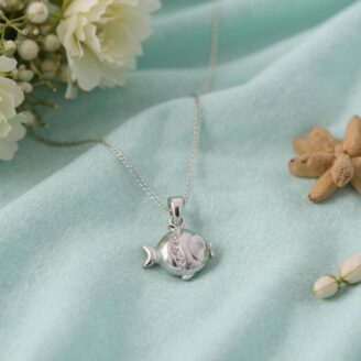 Fish Silver Pendant with Box Chain