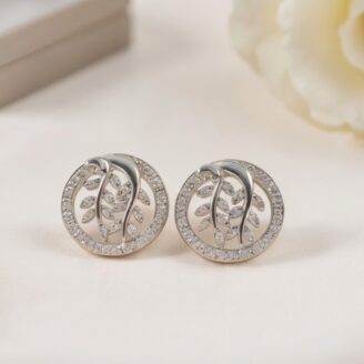 Floral Round Silver Earrings