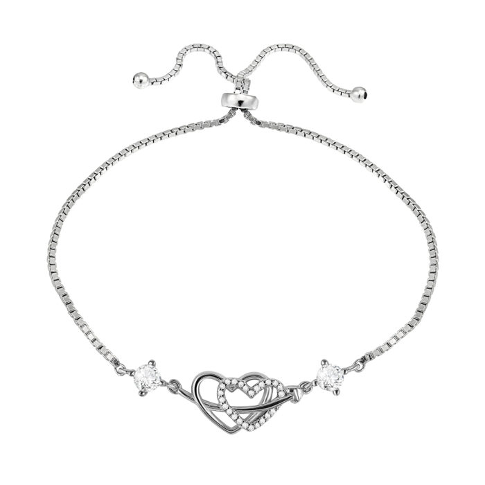 Arika Jewellers Forever Linked Heart 925 Silver Bracelet 1