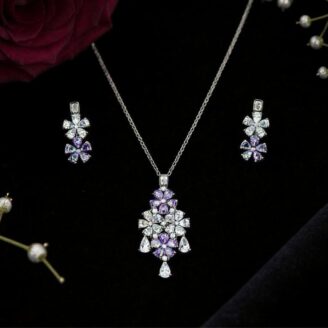 Regal Bloom Silver Pendant Set