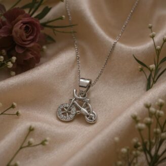 Silver Bicycle Pendant with Box Chain