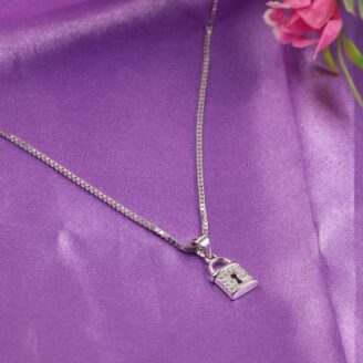 Silver Lock Pendant with Box Chain