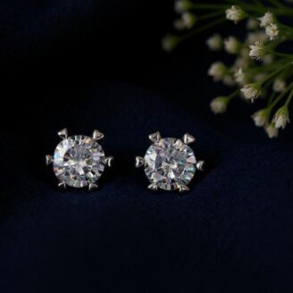 Solitaire Stud Silver Earrings