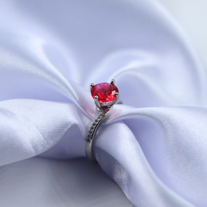 Arika jewellers Red Sapphire Solitaire Silver Ring (2)