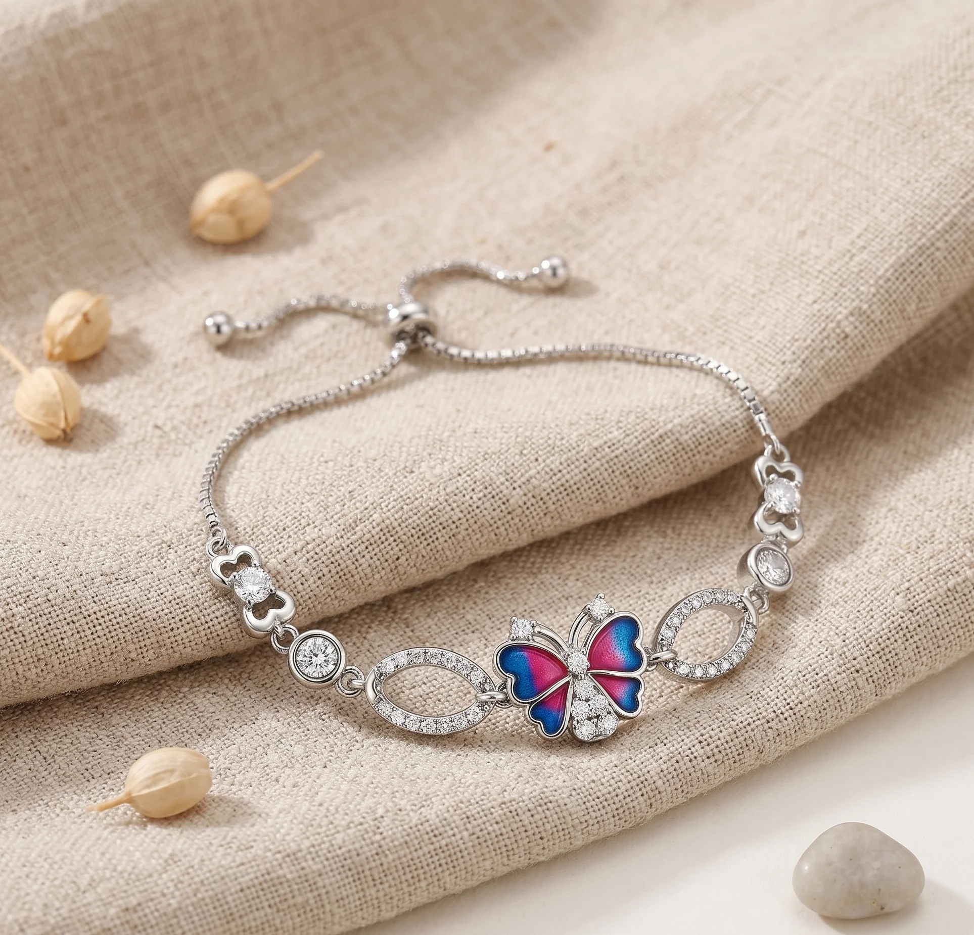 Butterfly Charm 925 Silver Bracelet by Arika Jewellers (1) Butterfly Charm 925 Silver Bracelet by Arika Jewellers