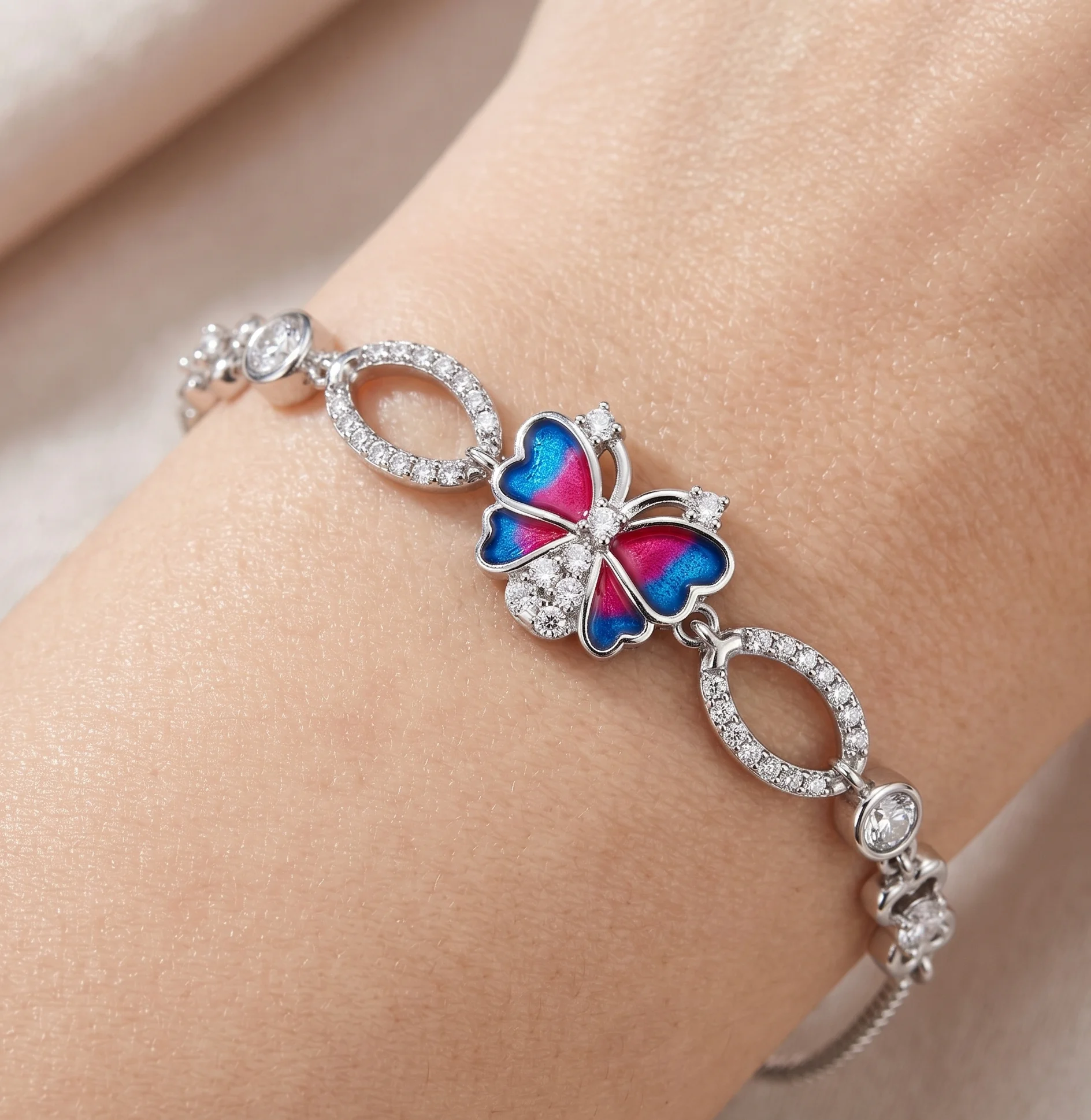 Butterfly Charm 925 Silver Bracelet by Arika Jewellers (2) Butterfly Charm 925 Silver Bracelet by Arika Jewellers