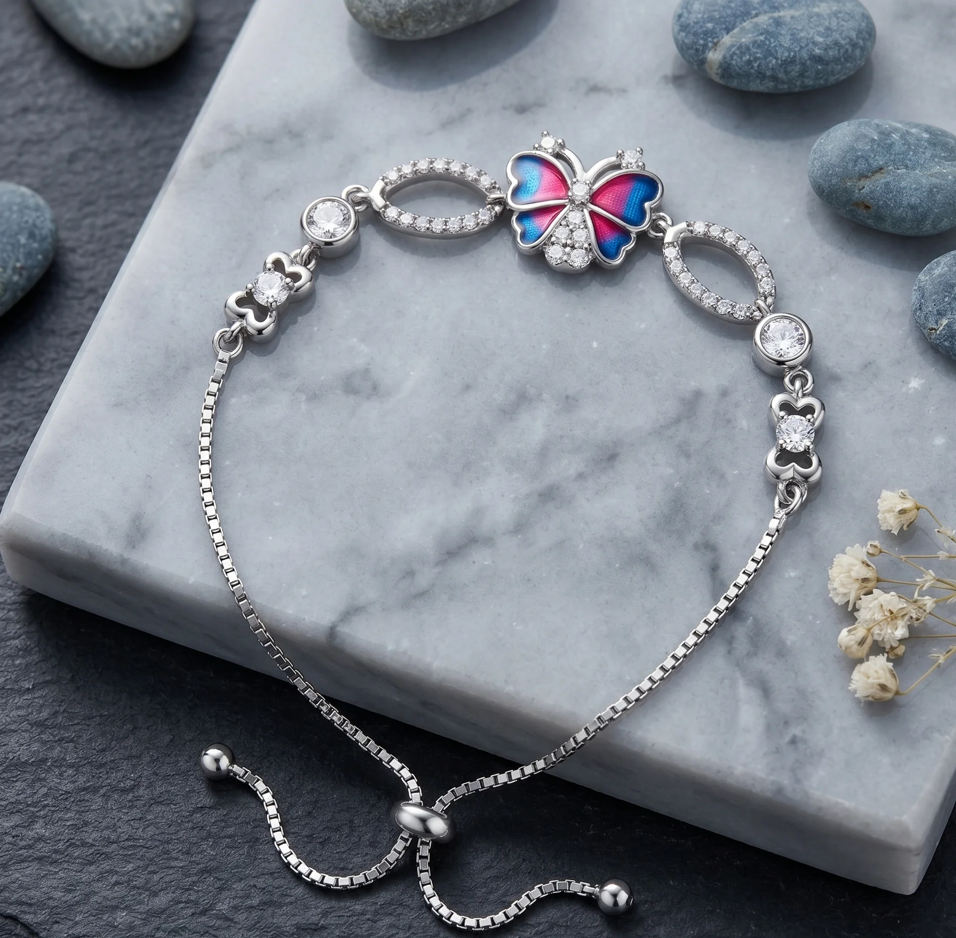 Butterfly Charm 925 Silver Bracelet by Arika Jewellers (3) Butterfly Charm 925 Silver Bracelet by Arika Jewellers