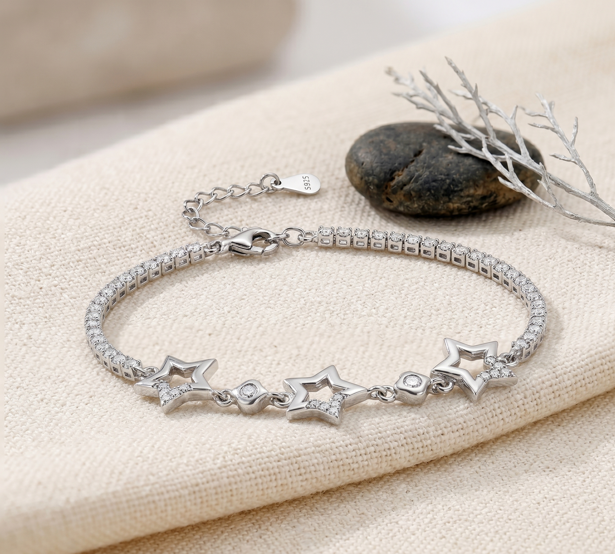 Stellar Sparkle Star 925 Silver Bracelet by Arika Jewellers (1) Stellar Sparkle Star 925 Silver Bracelet by Arika Jewellers