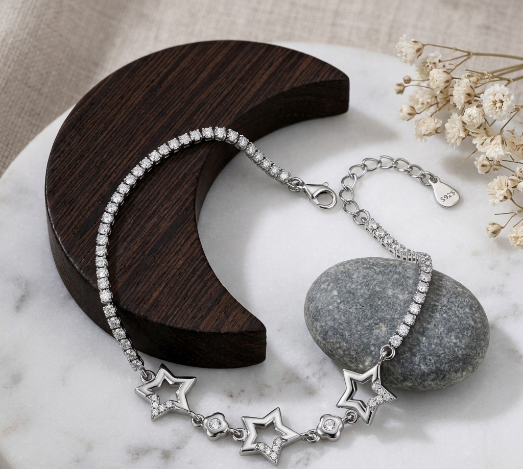 Stellar Sparkle Star 925 Silver Bracelet by Arika Jewellers (2) Stellar Sparkle Star 925 Silver Bracelet by Arika Jewellers