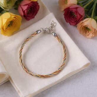 Tricolor Twisted Silver Bracelet