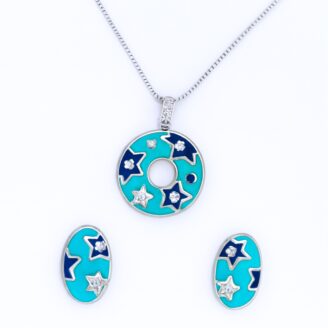 Turquoise and Navy Blue Star Pendant Set