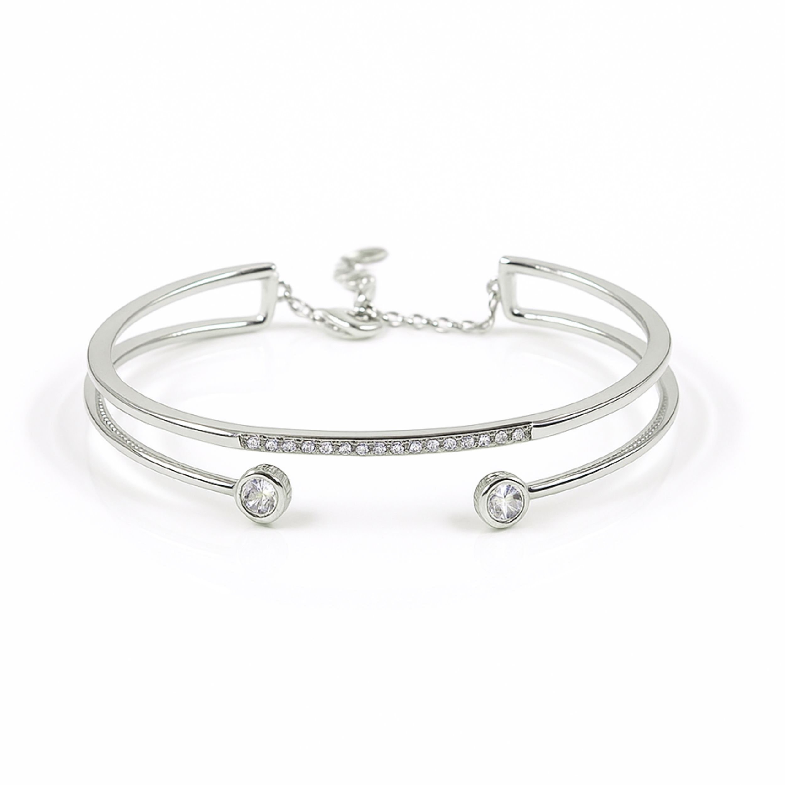 Double Layer Bangle 925 Silver Bracelet by Arika Jewellers (1) Double Layer Bangle 925 Silver Bracelet by Arika Jewellers