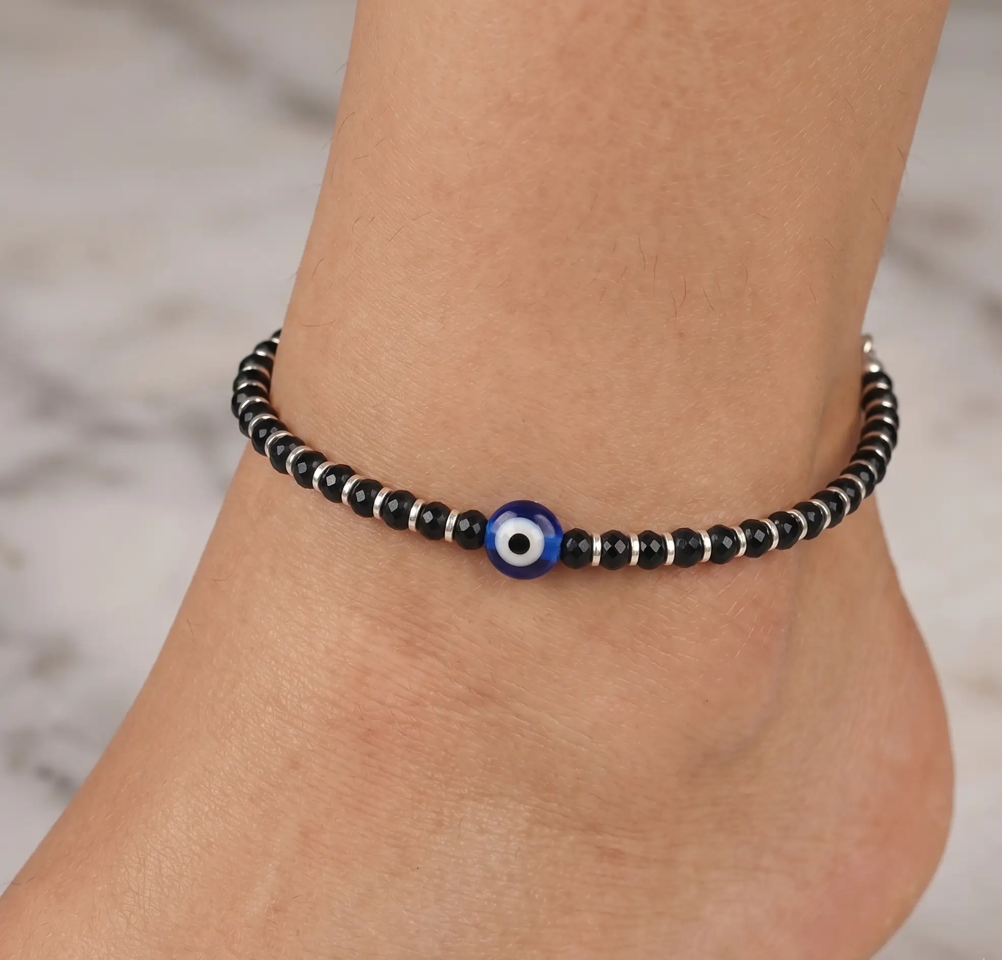 Evil Eye Nazariya 925 Silver Anklet by Arika Jewellers (2) Evil Eye Nazariya 925 Silver Anklet by Arika Jewellers