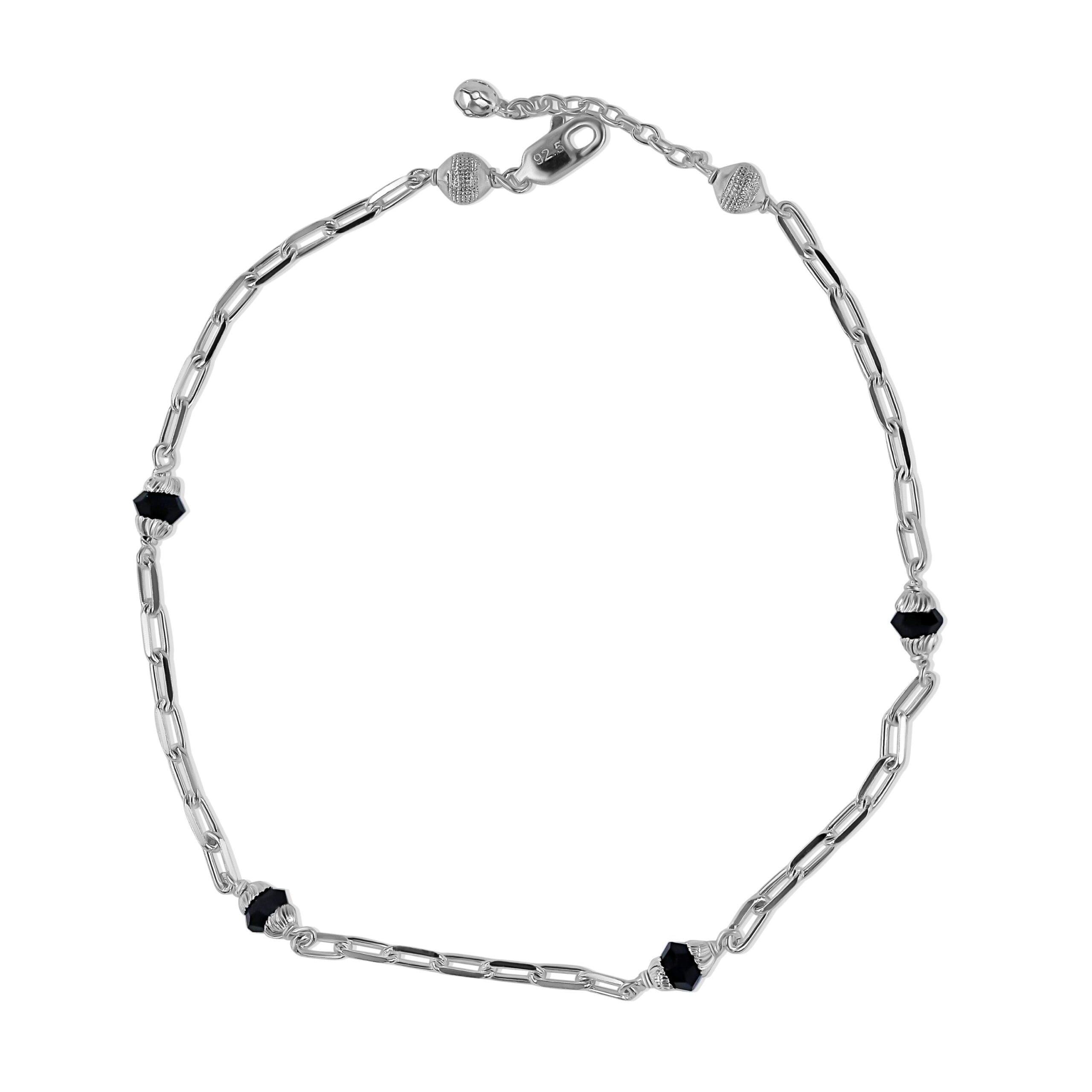 Arika Jewellers Black Crystal Accent 925 Silver Anklet Arika Jewellers Black Crystal Accent 925 Silver Anklet