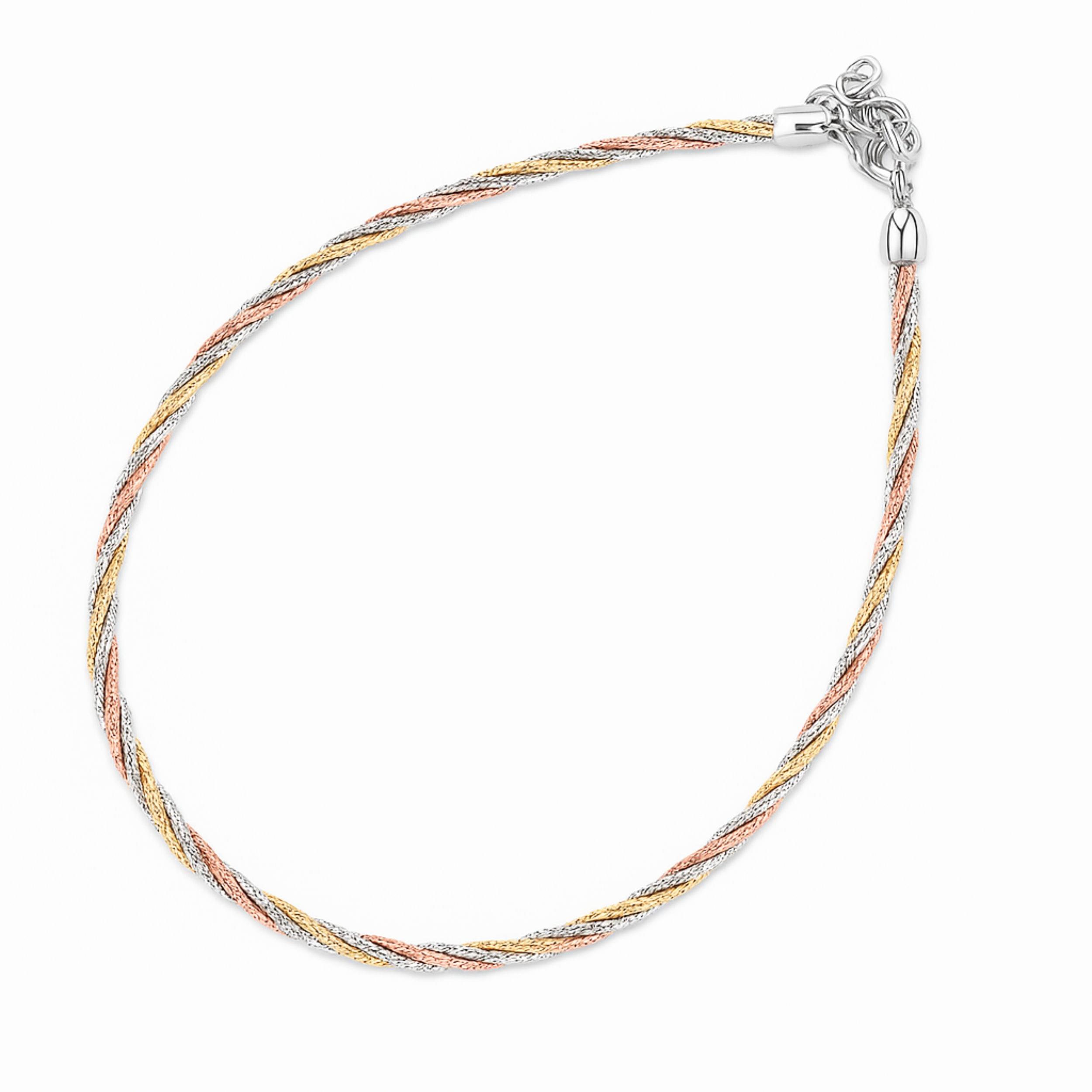 Arika Jewellers Triple Tone Twisted Chain 925 Silver Ankle Arika Jewellers Triple Tone Twisted Chain 925 Silver Ankle