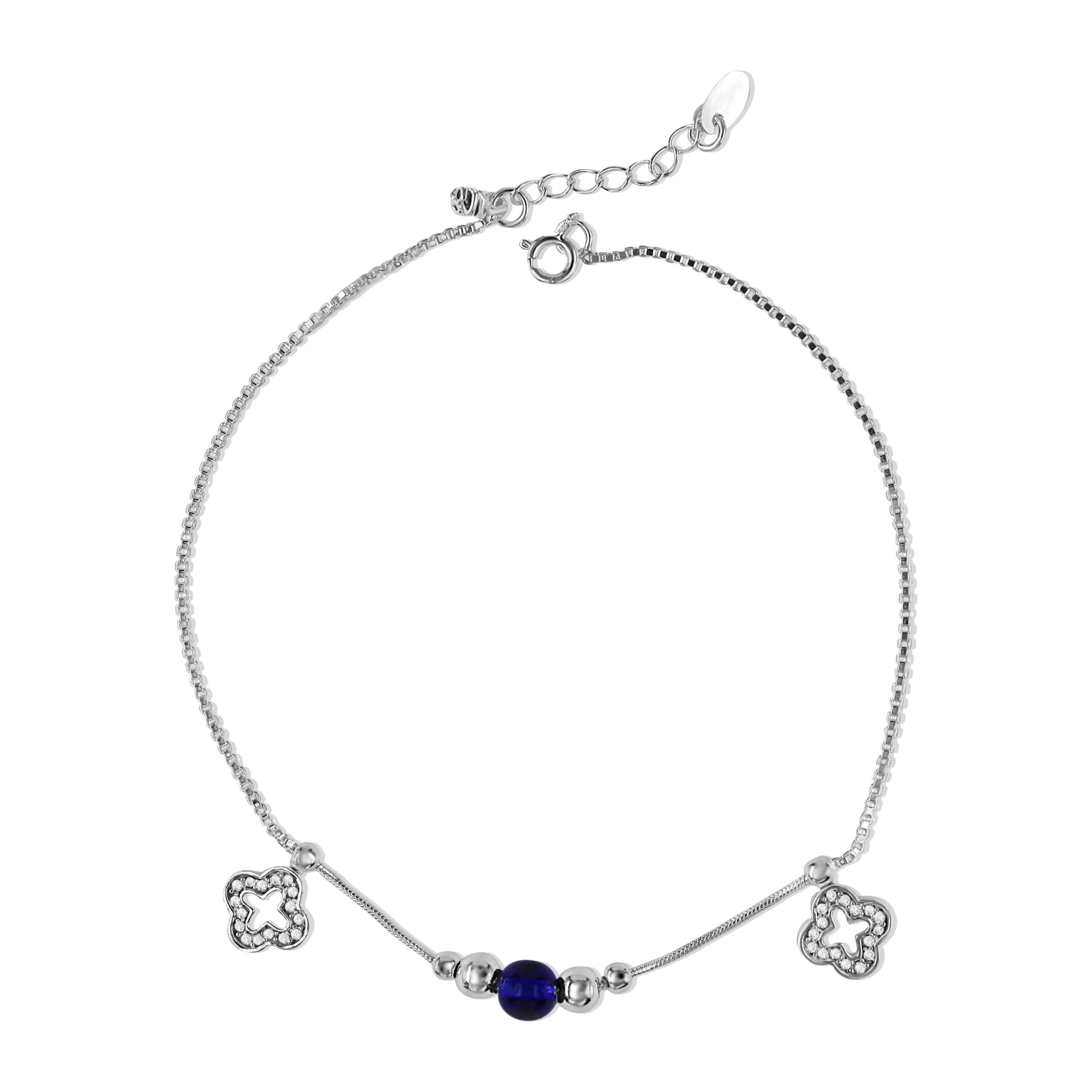 Arika Jewellers Blue Bead & Floral Charms 925 Silver Anklet Arika Jewellers Sleek Flat 925 Silver Anklet