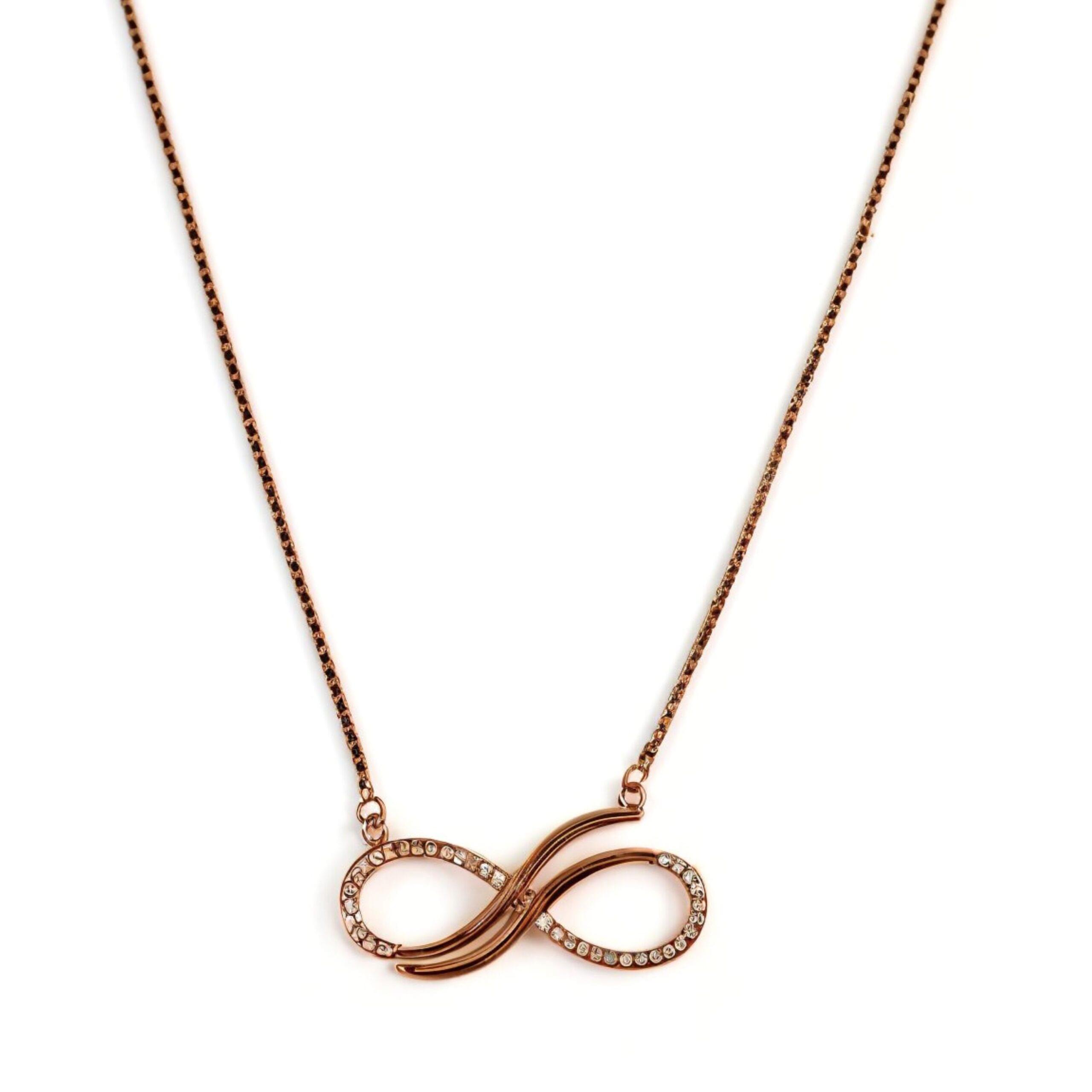 Arika Jewellers Elegant Infinity Twist Necklace in Rose Gold (2) Arika Jewellers 925 Silver Elegant Infinity Twist Necklace in Rose Gold