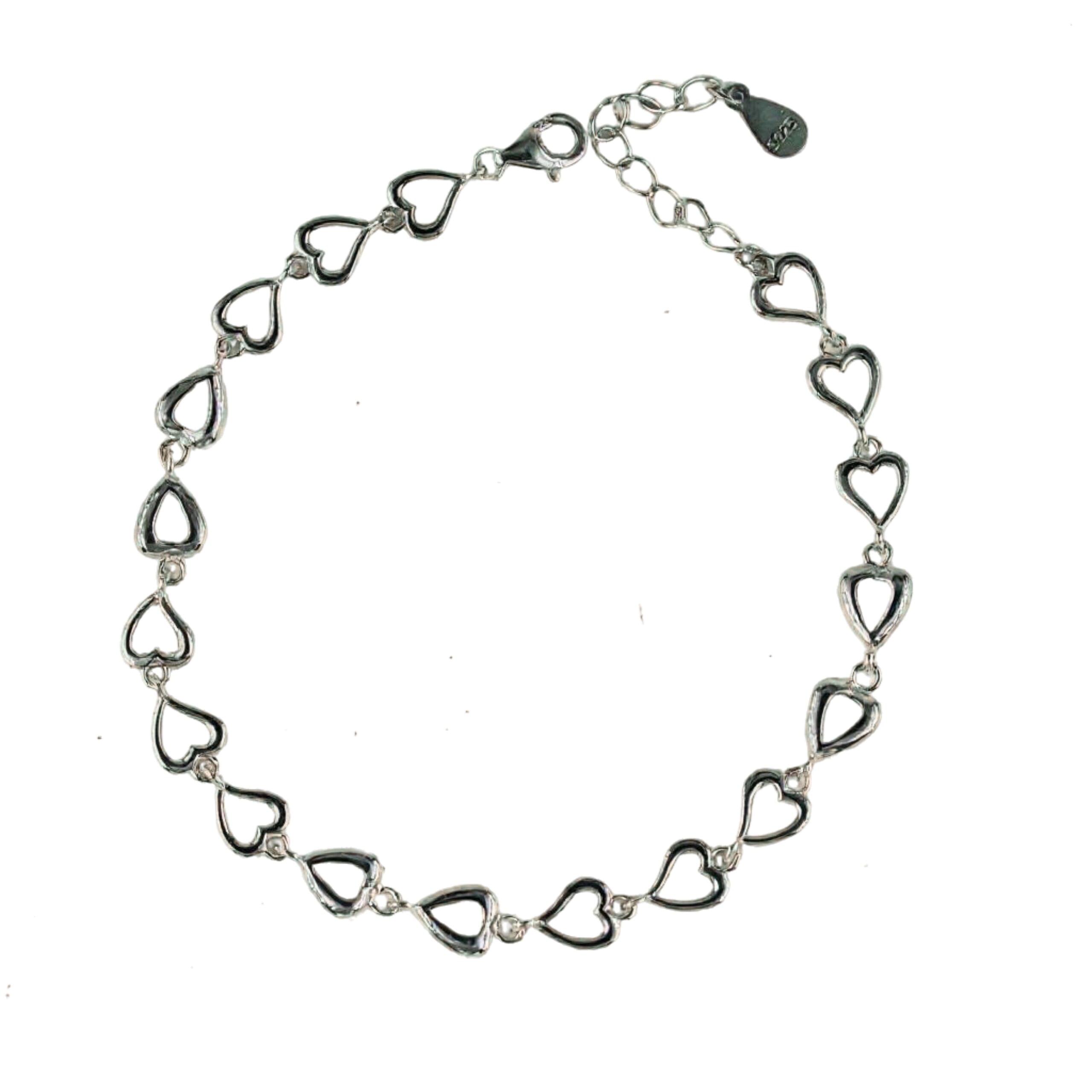 Arika Jewellers Heart Link 925 Sterling Silver Bracelet (2) Arika Jewellers Heart Link 925 Sterling Silver Bracelet