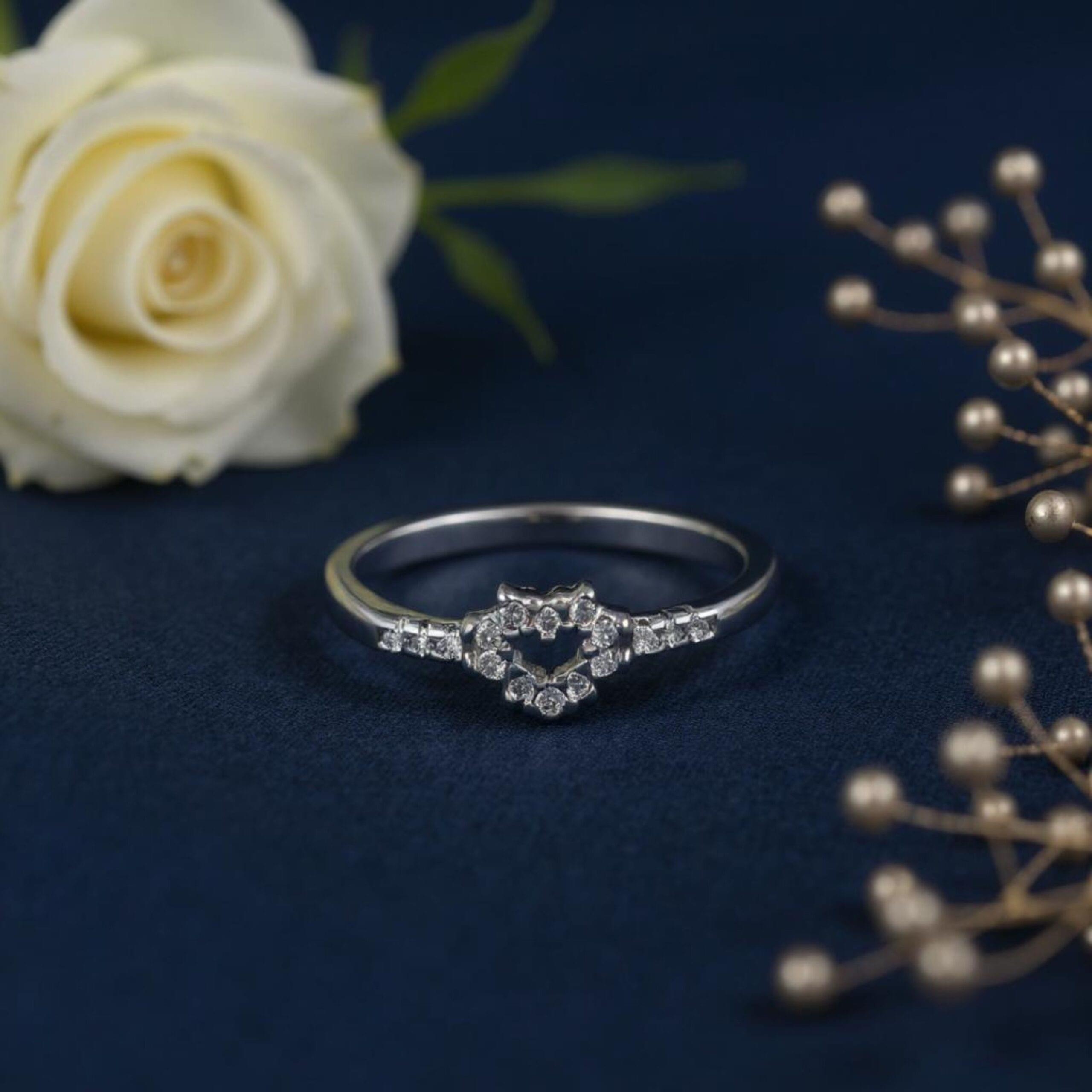 Arika Jewellers Sparkling Heart-Shaped 925 Sterling Silver Ring (3) Arika Jewellers Sparkling Heart-Shaped 925 Sterling Silver Ring