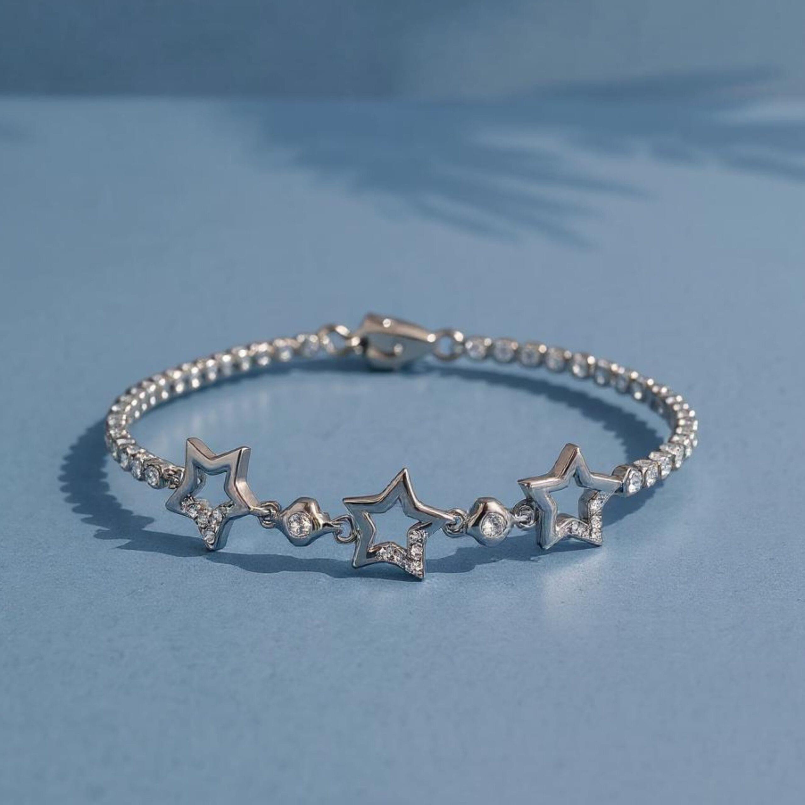 Arika Jewellers Stellar Sparkle Star 925 Silver Bracelet (1) Arika Jewellers Stellar Sparkle Star 925 Silver Bracelet