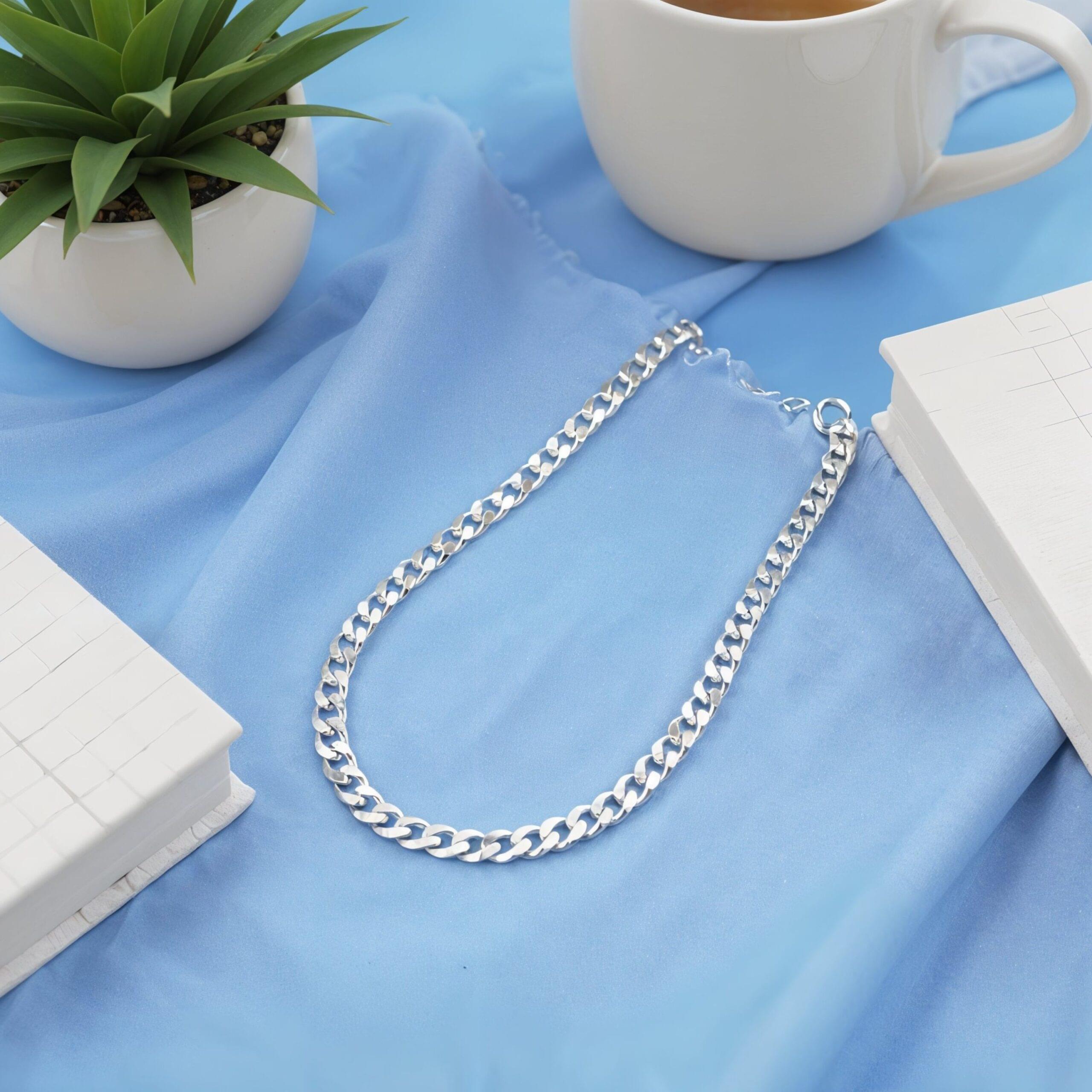 Arika jewellers Classic Silver Cuban 925 Sterling Silver Chain (1) Arika jewellers Classic Silver Cuban 925 Sterling Silver Chain (1)
