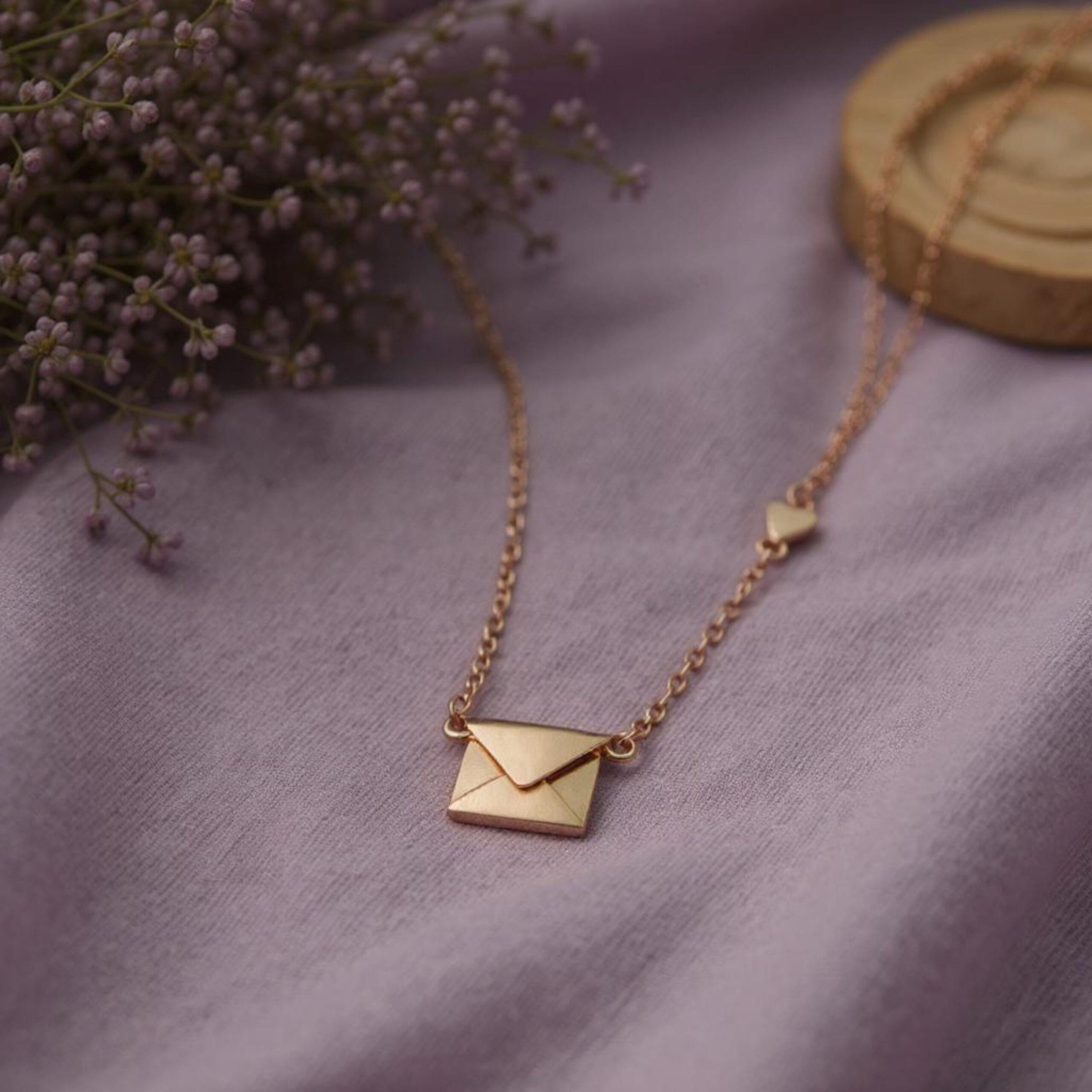 Love Letter Envelope Necklace in Rose Gold With Hidden Message (2) Arika jewellers 925 Silver Love Letter Envelope Necklace in Rose Gold With Hidden Message
