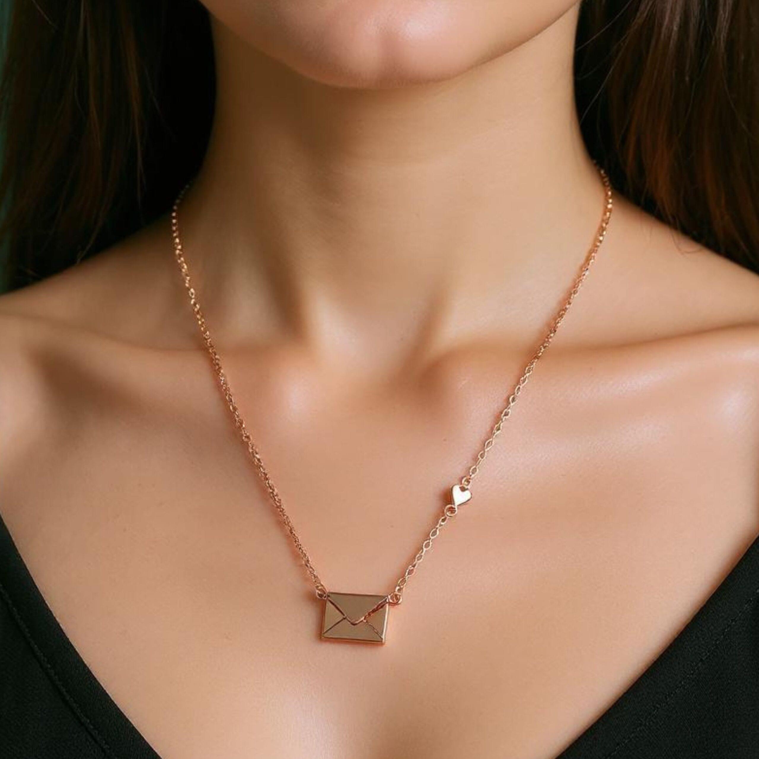 Love Letter Envelope Necklace in Rose Gold With Hidden Message (4) Arika jewellers 925 Silver Love Letter Envelope Necklace in Rose Gold With Hidden Message