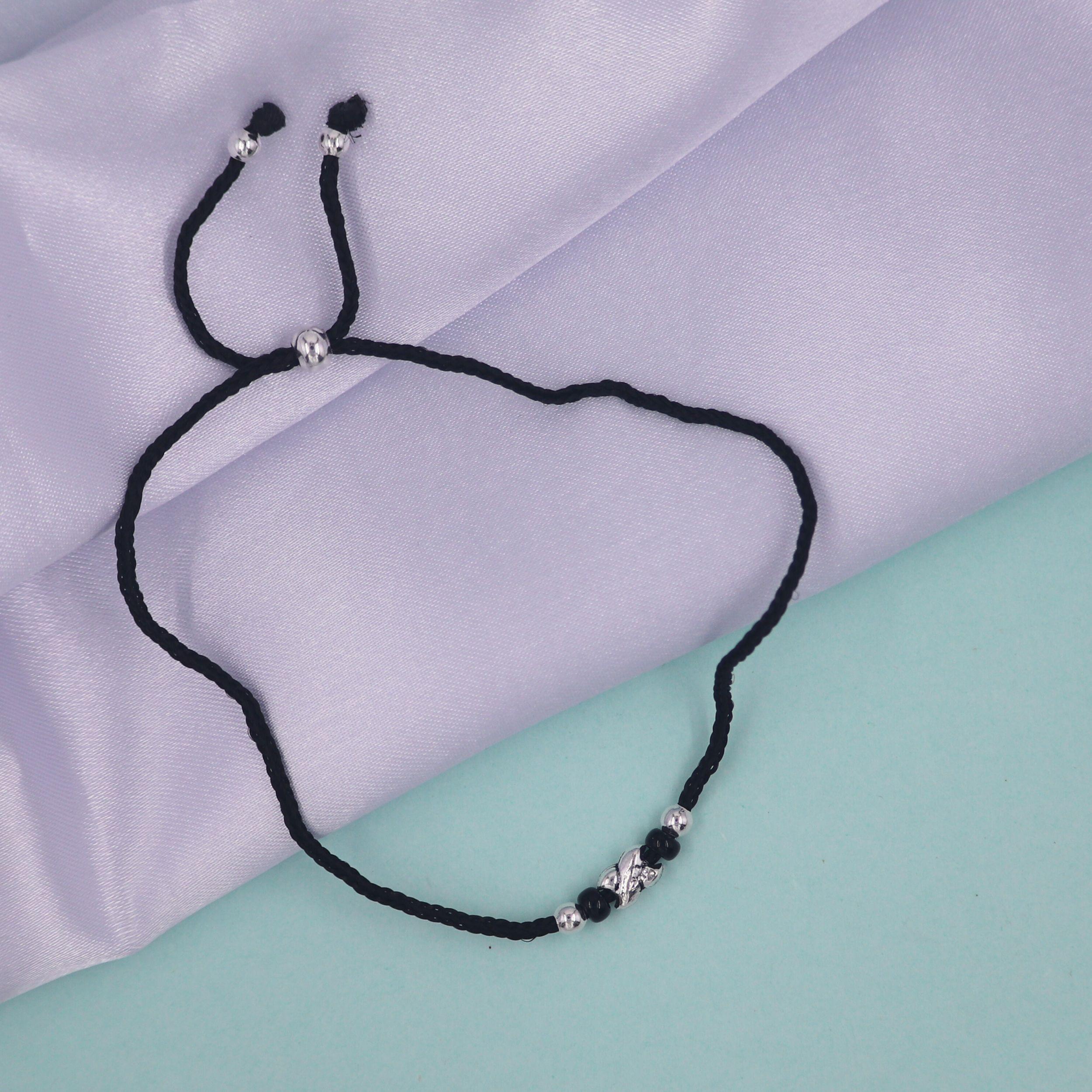 Arika Jewellers 925 Silver Beads Nazariya Thread Anklet (1) Arika Jewellers 925 Silver Beads Nazariya Thread Anklet