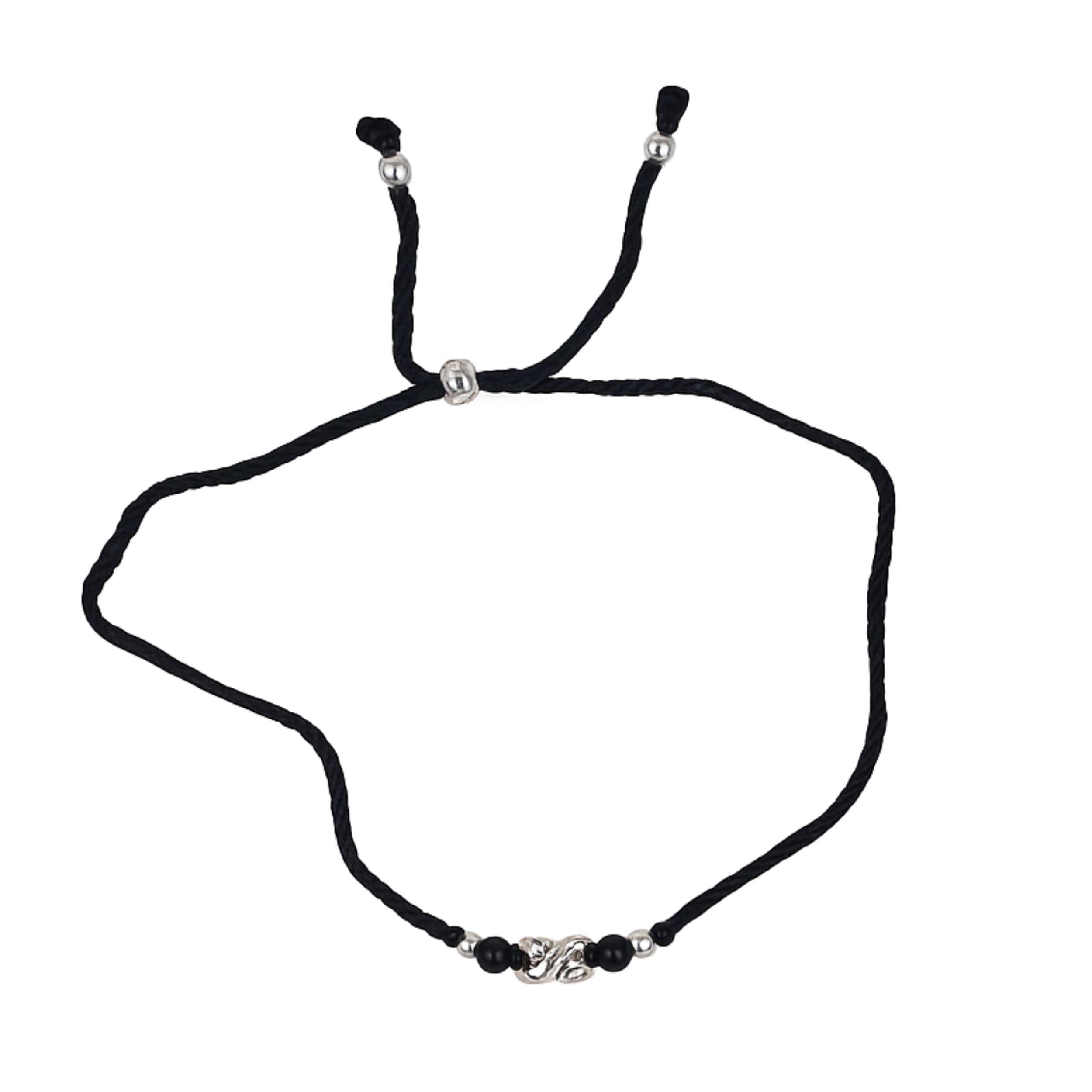 Arika Jewellers 925 Silver Beads Nazariya Thread Anklet (2) Arika Jewellers 925 Silver Beads Nazariya Thread Anklet