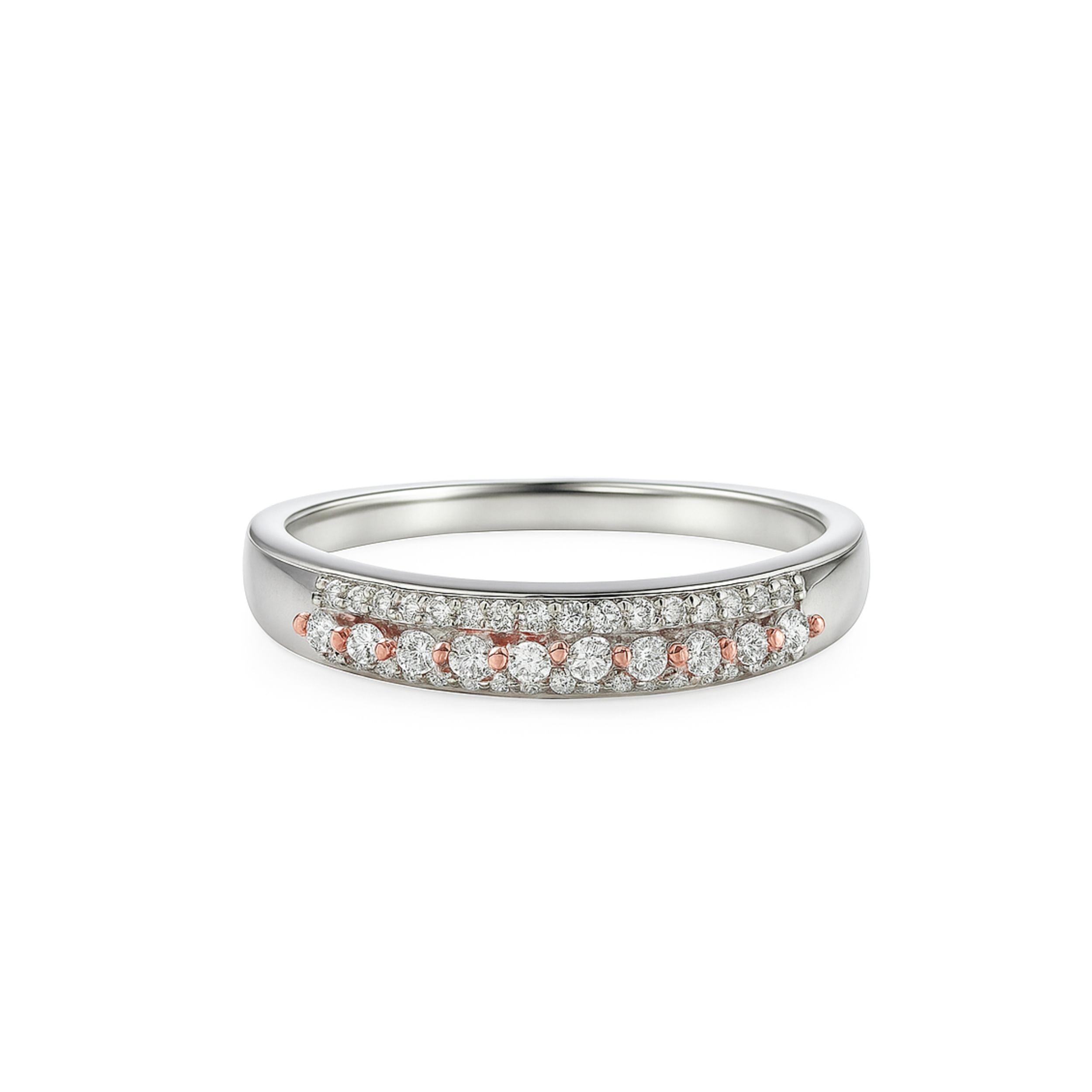 Arika Jewellers 925 Silver Two Tone Diamond Band Ring (2) Arika Jewellers 925 Silver Two Tone Diamond Band Ring