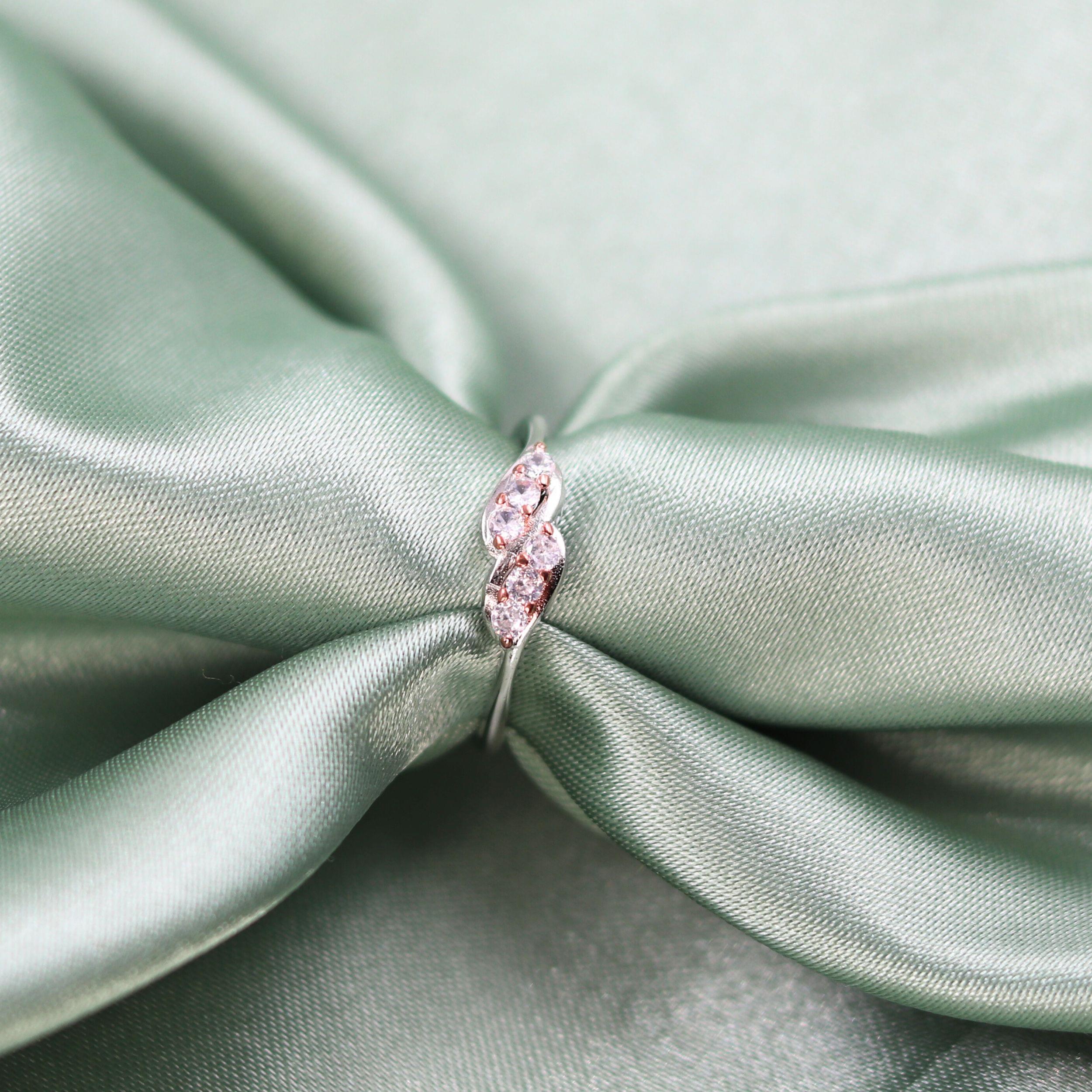 Arika Jewellers 925 Sterling Silver and Rose Gold Two-Tone Diamond Ring (2) Arika Jewellers 925 Silver Ring