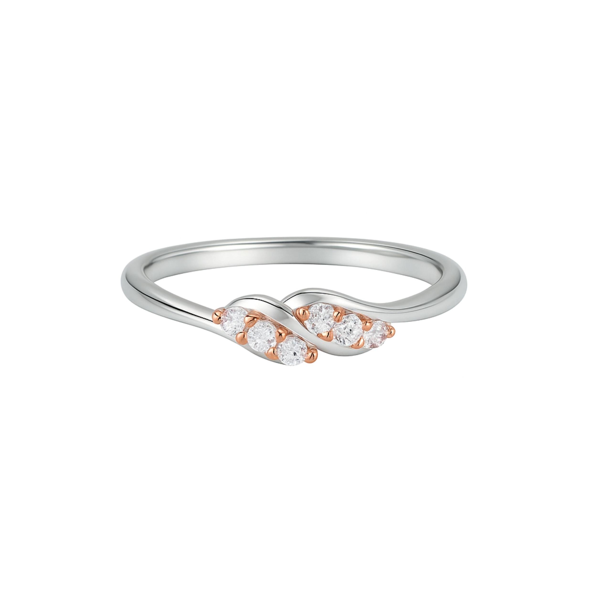 Arika Jewellers 925 Sterling Silver and Rose Gold Two-Tone Diamond Ring Arika Jewellers 925 Sterling Silver and Rose Gold Ring