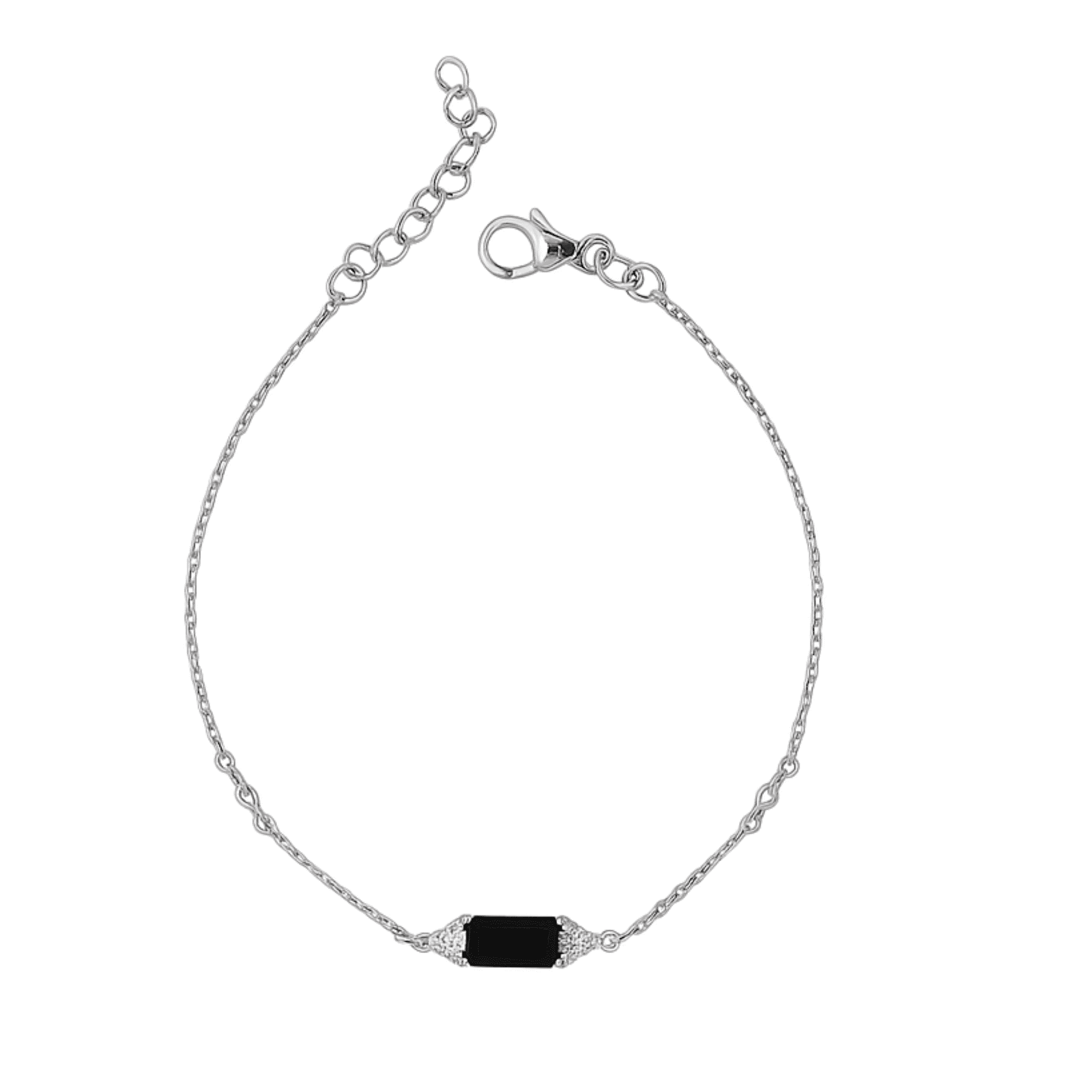 Arika Jewellers Black Crystal Pendant Silver Bracelet Arika Jewellers 925 Silver Black Crystal Pendant Silver Bracelet
