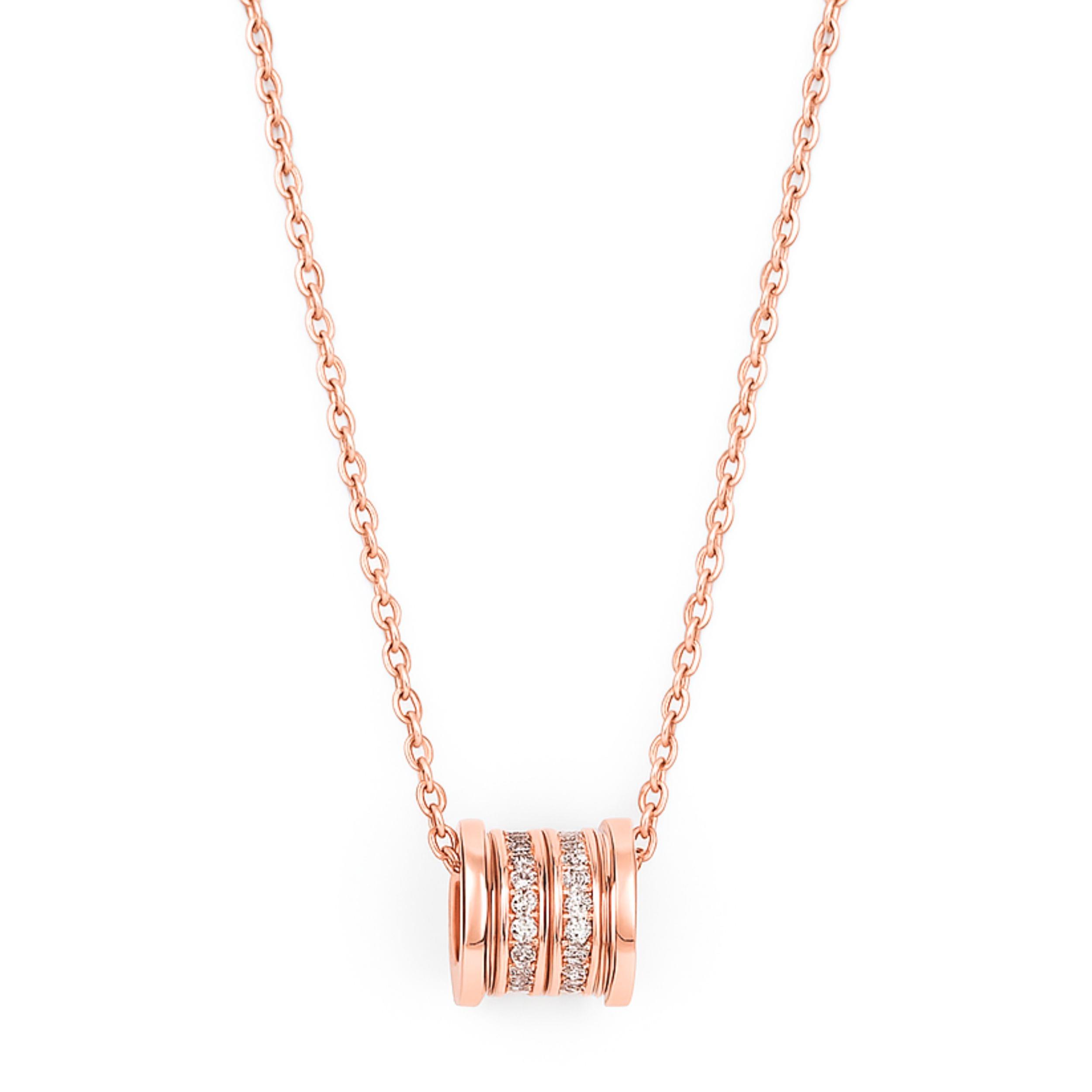Arika Jewellers Elegant Rose Gold Cylinder Pendant Necklace (2) Arika Jewellers Elegant Rose Gold Cylinder 925 Silver Pendant Necklace