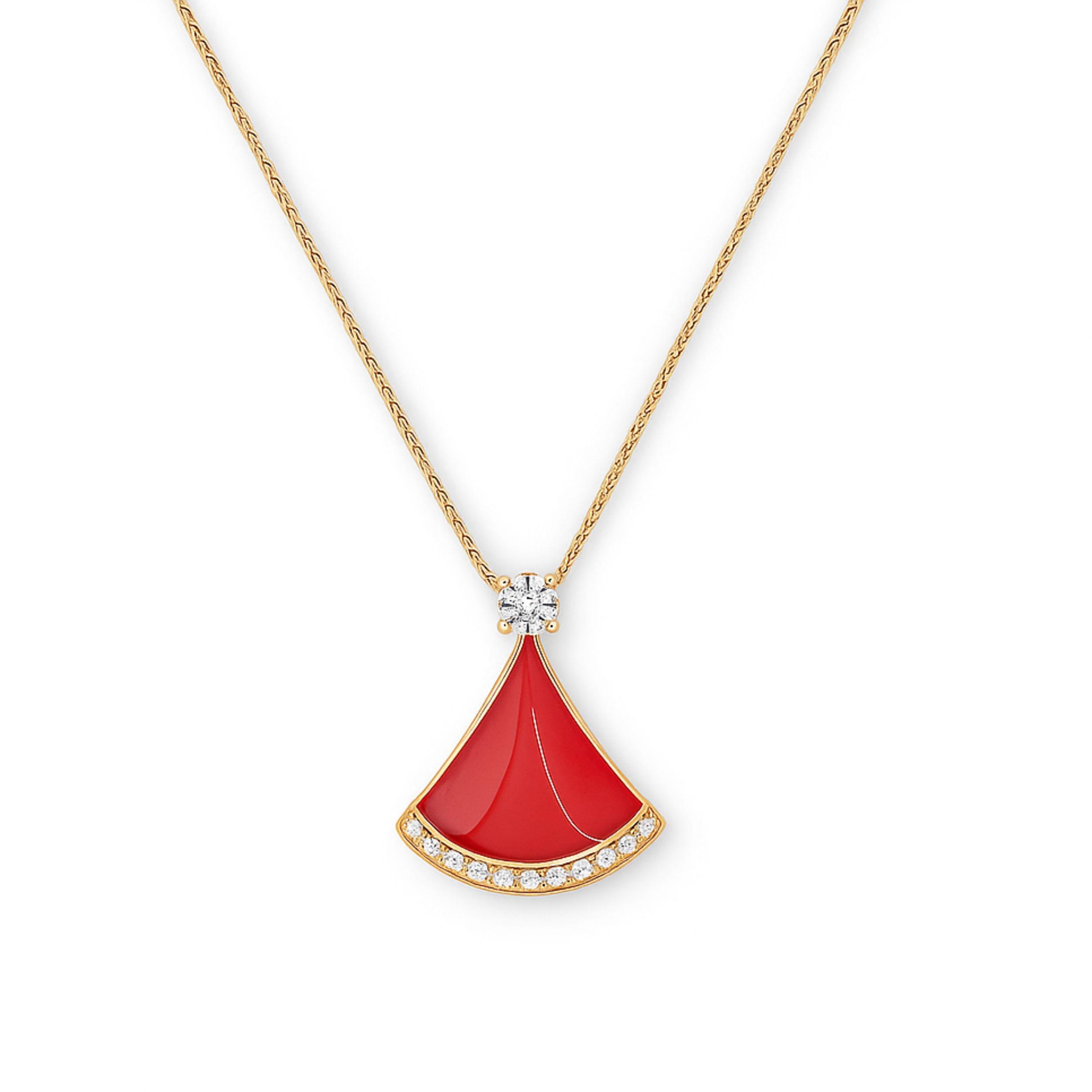 Arika Jewellers Red Enamel with Crystal Accents, Gold-Plated Chain (2) Arika Jewellers 925 Silver Red Enamel with Crystal Accents, Gold-Plated Chain