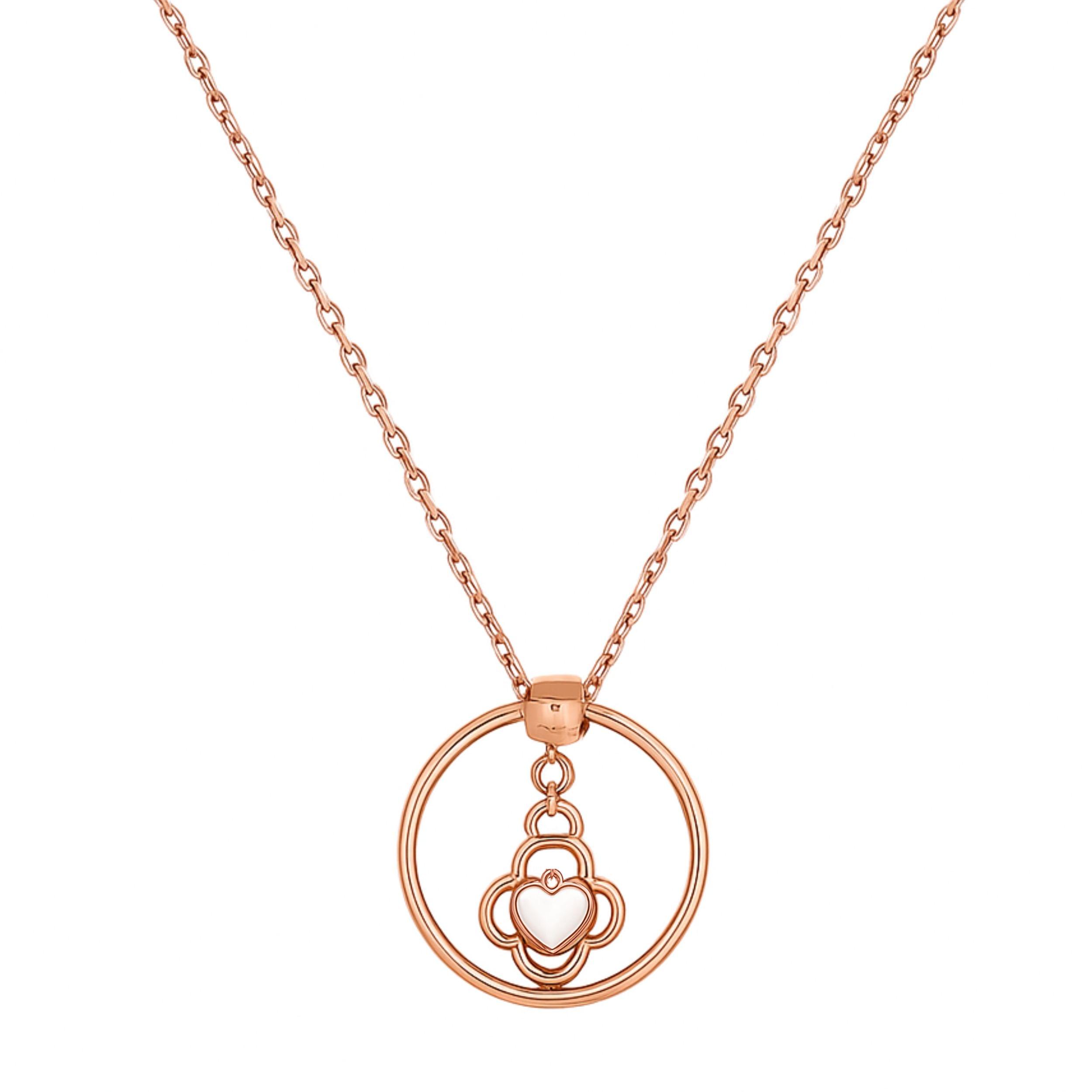 Arika Jewellers Rose Gold Circle Heart Pendant Necklace (2) Arika Jewellers 925 Silver Rose Gold Circle Heart Pendant Necklace