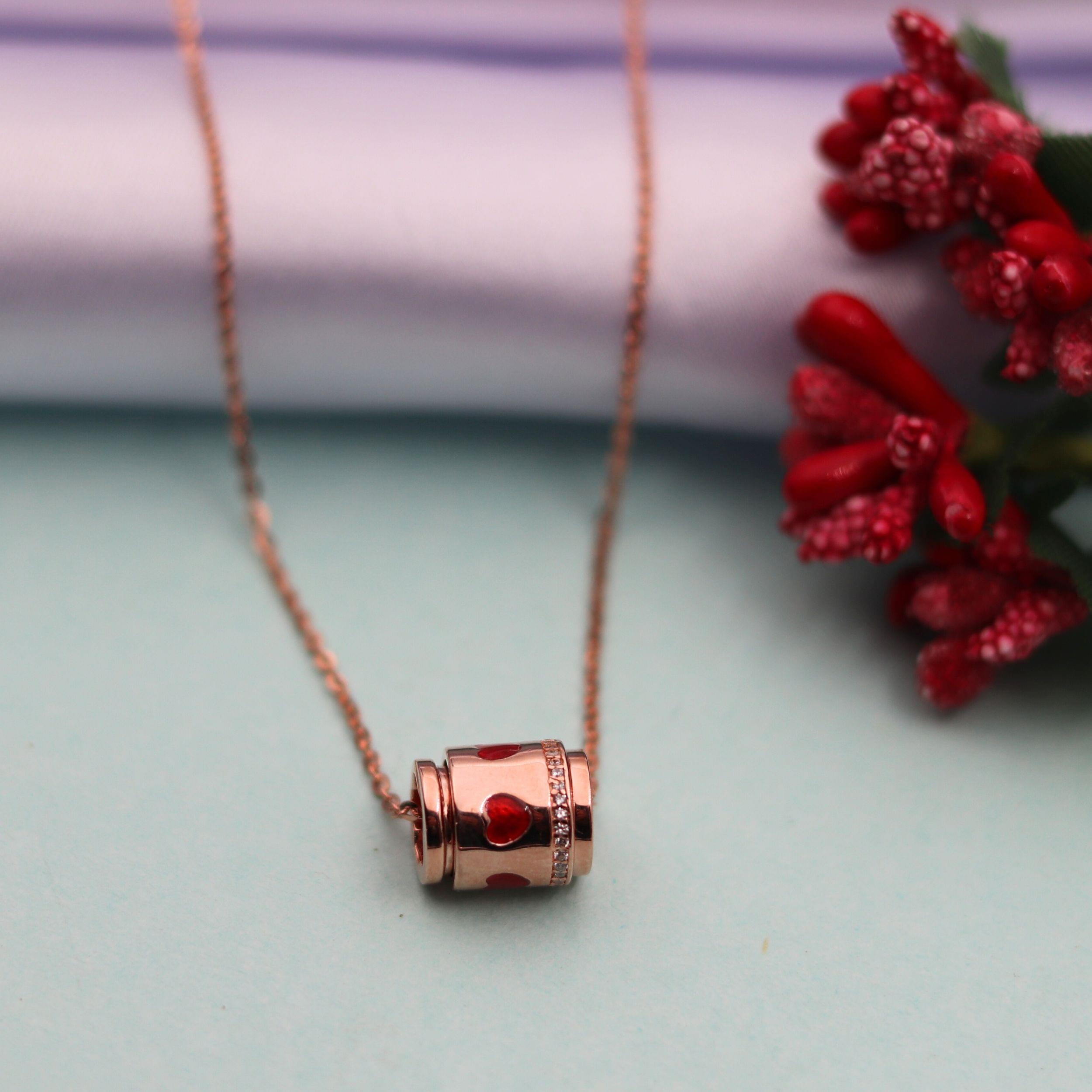 Arika Jewellers Rose Gold Heart Pendant Necklace (1) Arika Jewellers 925 Silver Rose Gold Heart Pendant Necklace