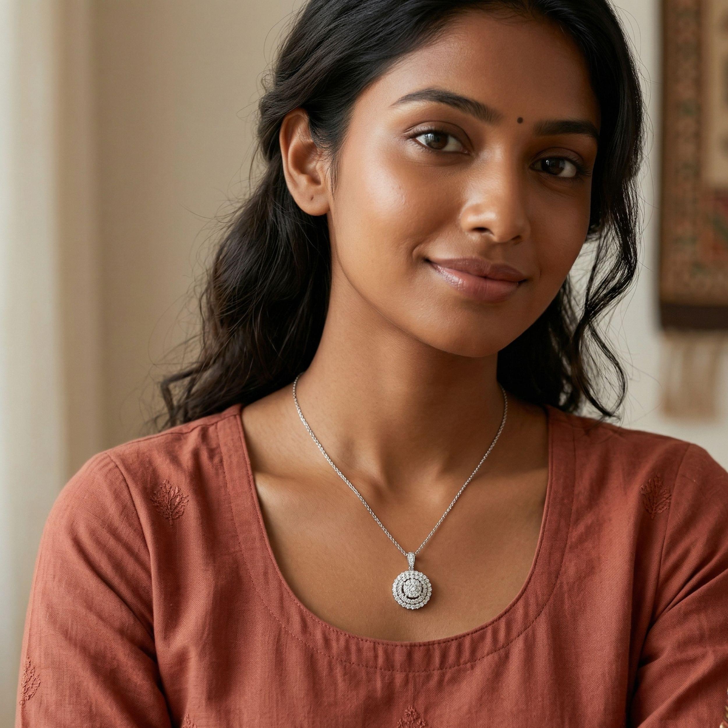 Arika Jewellers Solitaire Oval Halo Silver Necklace (2) Arika Jewellers Solitaire Oval Halo Silver Necklace (2)