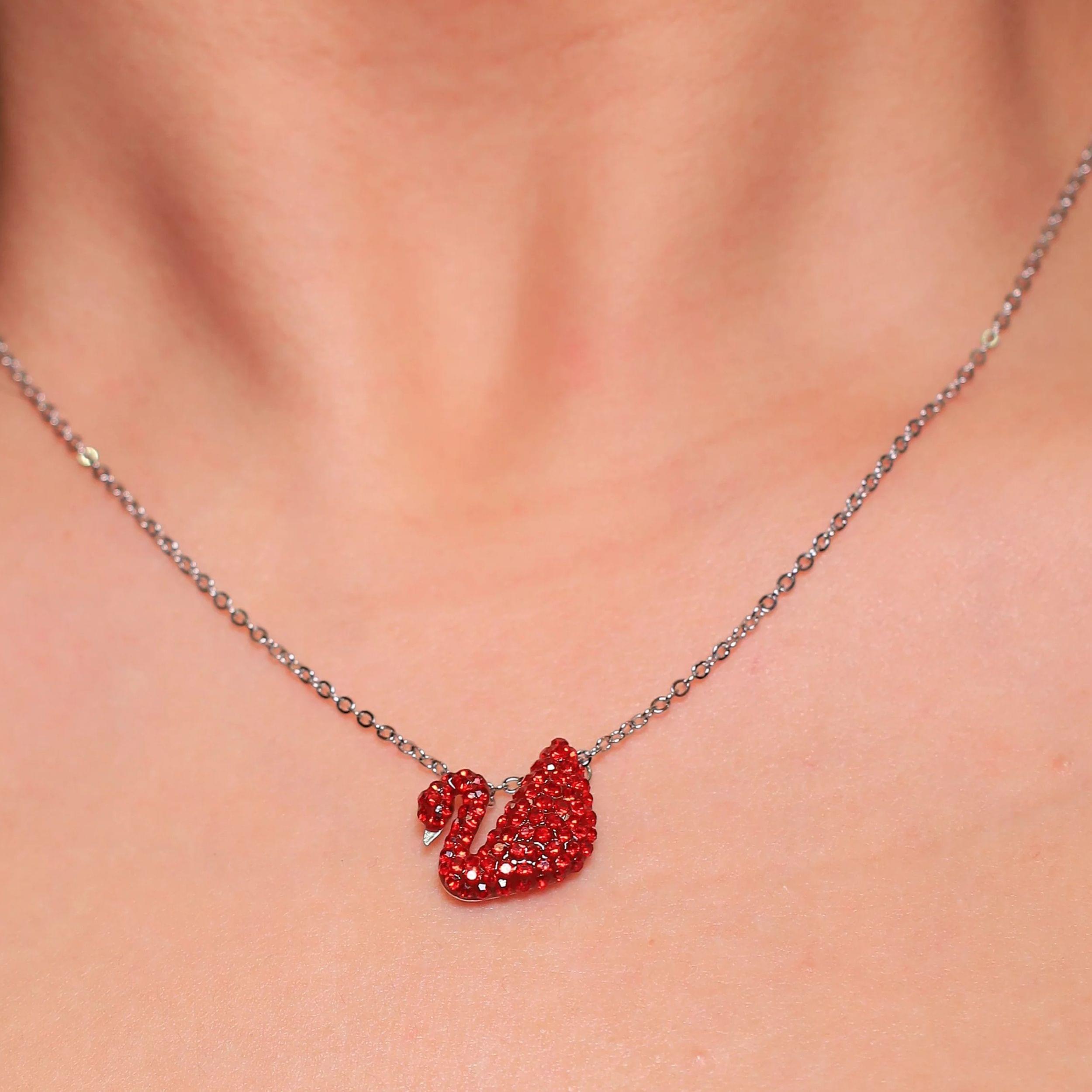 Arika jewellers Red Swan Pendant with chain 1 Arika jewellers 925 Silver Red Swan Pendant with chain